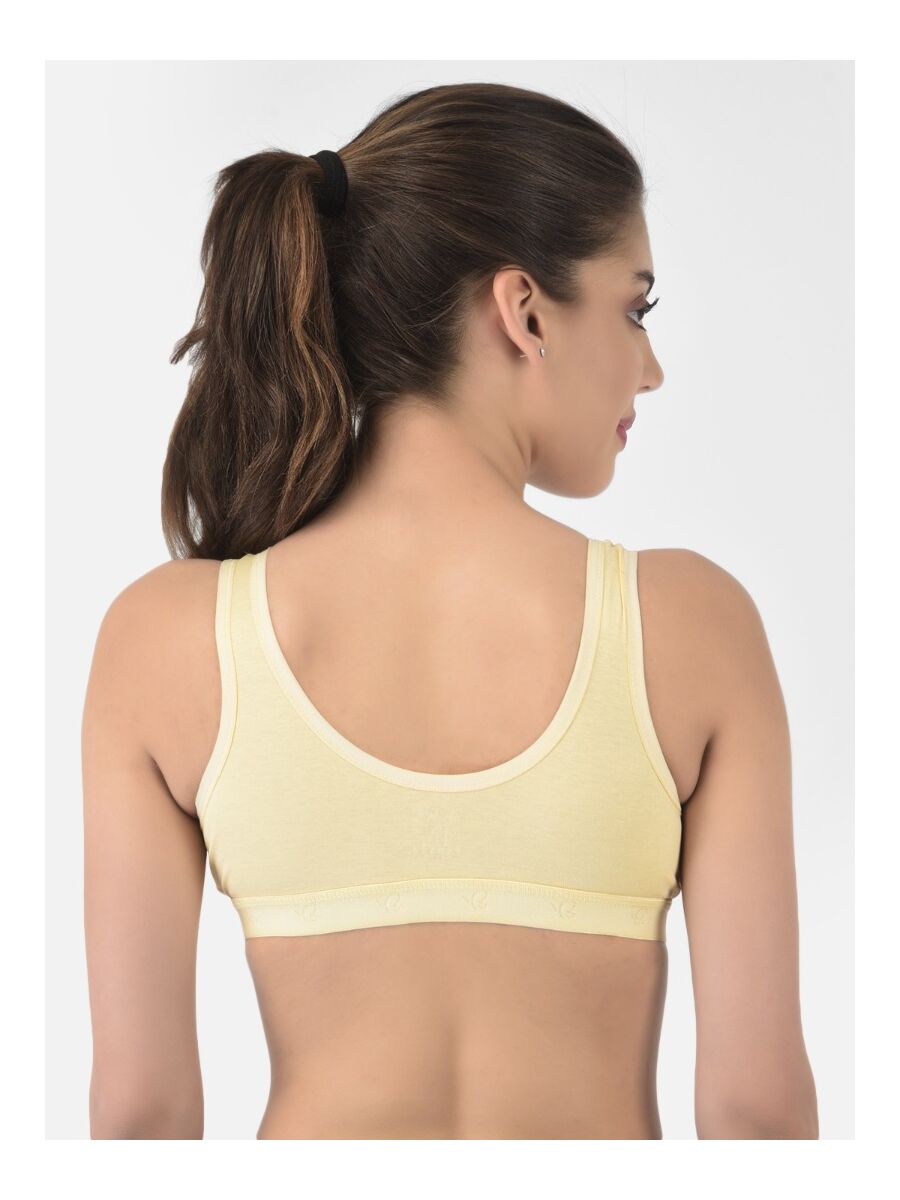 Softline Women's Non Padded Wire Free Sports Bra in 100% Cotton Fabric with Full Cup Coverage, Broad Underband,Double Layered Cups, and Slip On Design