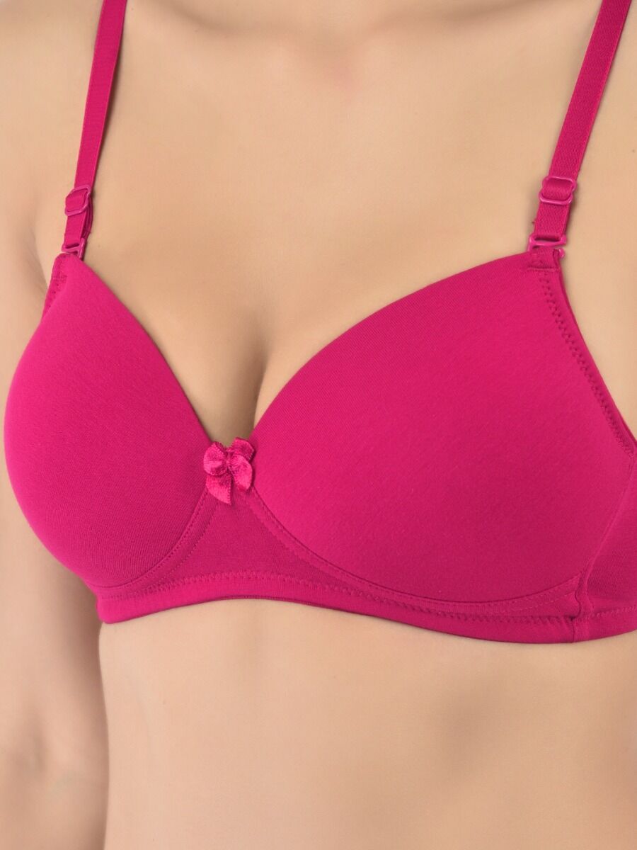 Softline Women's Padded Wire Free T-Shirt Bra in Cotton Stretch Fabric with Elastic Straps, Full Cup design, and Hook Closure