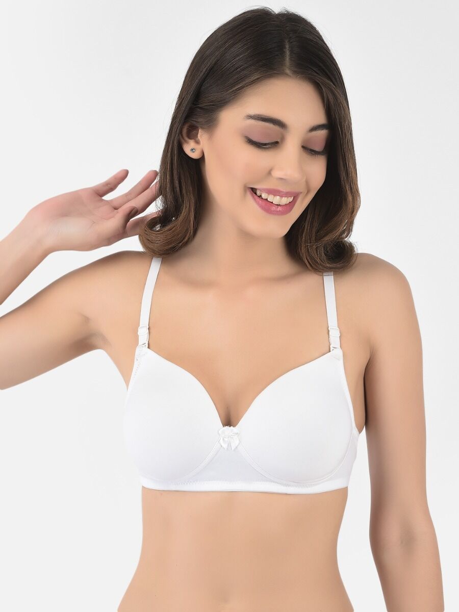 Softline Women's Padded Wire Free T-Shirt Bra in Cotton Stretch Fabric with Elastic Straps, Full Cup design, and Hook Closure