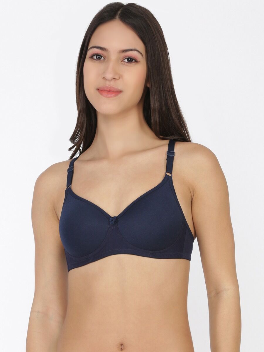 Softline Women's Non Padded Wire Free Everyday T-Shirt Bra in 100% Polyester Fabric with Moulded Cups, Elastic Straps, and Hook Closure