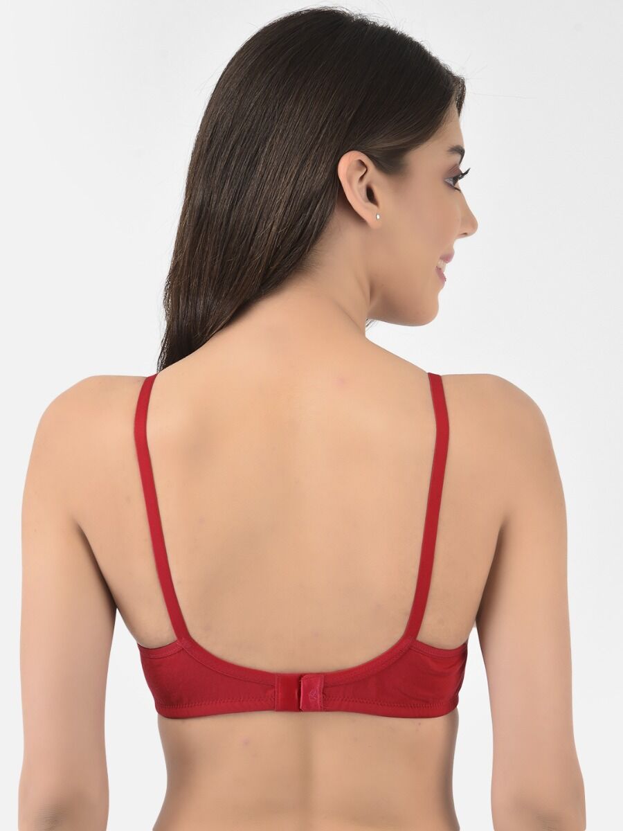 Softline Women's Non Padded Wire Free T-shirt Bra in Cotton Poly Fabric with Elastic Straps, Double Layered Moulded Cups, and Hook Closure