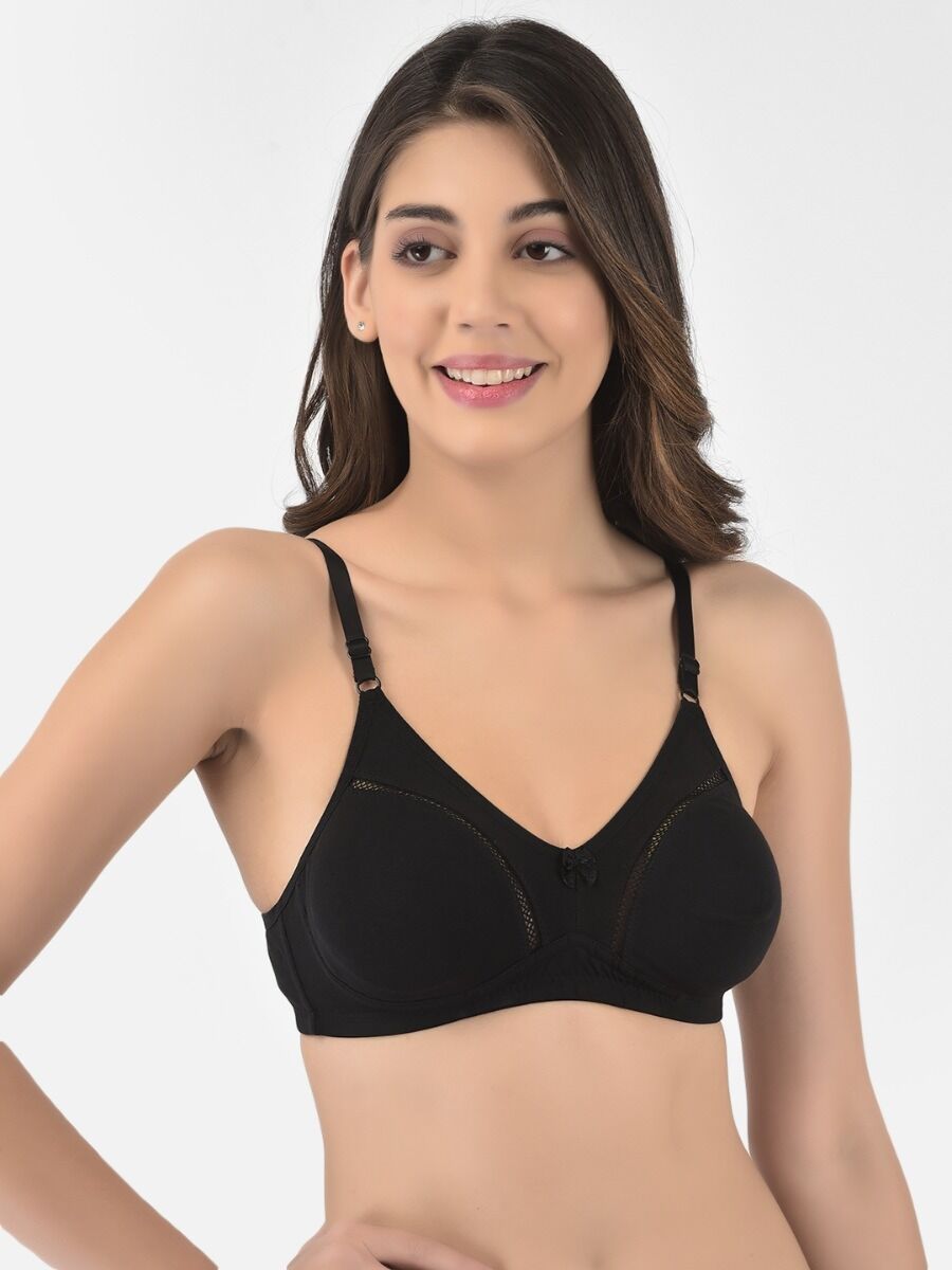Softline Women's Non Padded Wire Free Bra in Cotton Stretch Fabric with Elastic Straps, Full Cup design, and Hook Closure