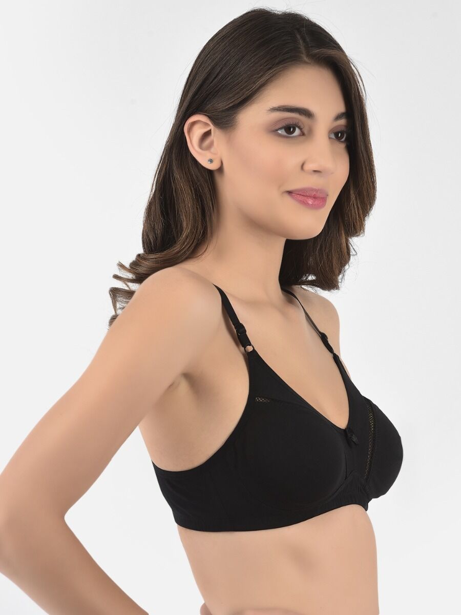 Softline Women's Non Padded Wire Free Bra in Cotton Stretch Fabric with Elastic Straps, Full Cup design, and Hook Closure