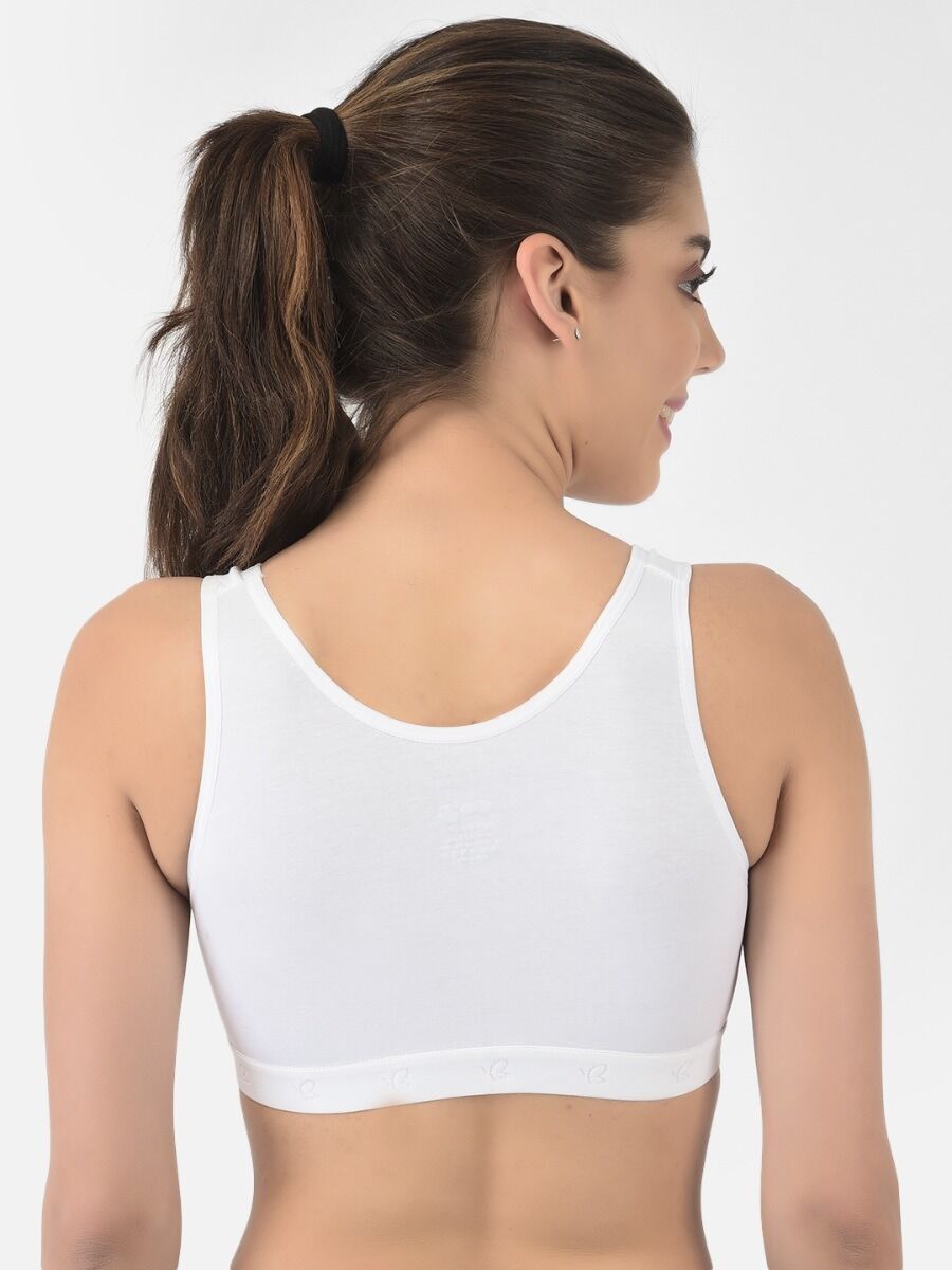 Softline Women's Non Padded Wire Free Sports T-Shirt Bra in Cotton Stretch Fabric with Full Cup Coverage, Broad Underband, Double Layered Cups, and Slip On Design