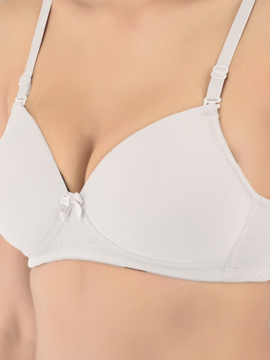 Softline Women's Padded Wire Free T-Shirt Bra in Cotton Stretch Fabric with Elastic Straps, Full Cup design, and Hook Closure