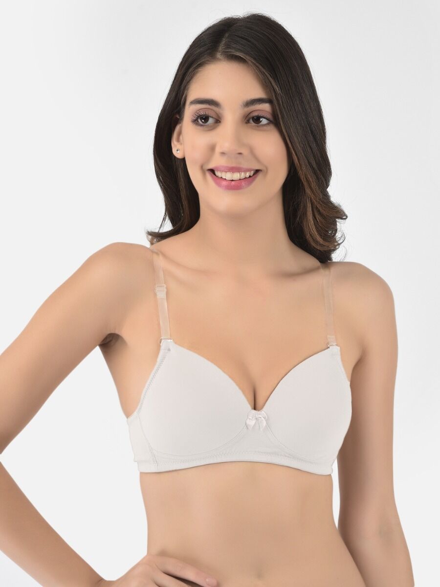 Softline Women's Padded Wire Free T-Shirt Bra in Cotton Stretch Fabric with Elastic Straps, Full Cup design, and Hook Closure