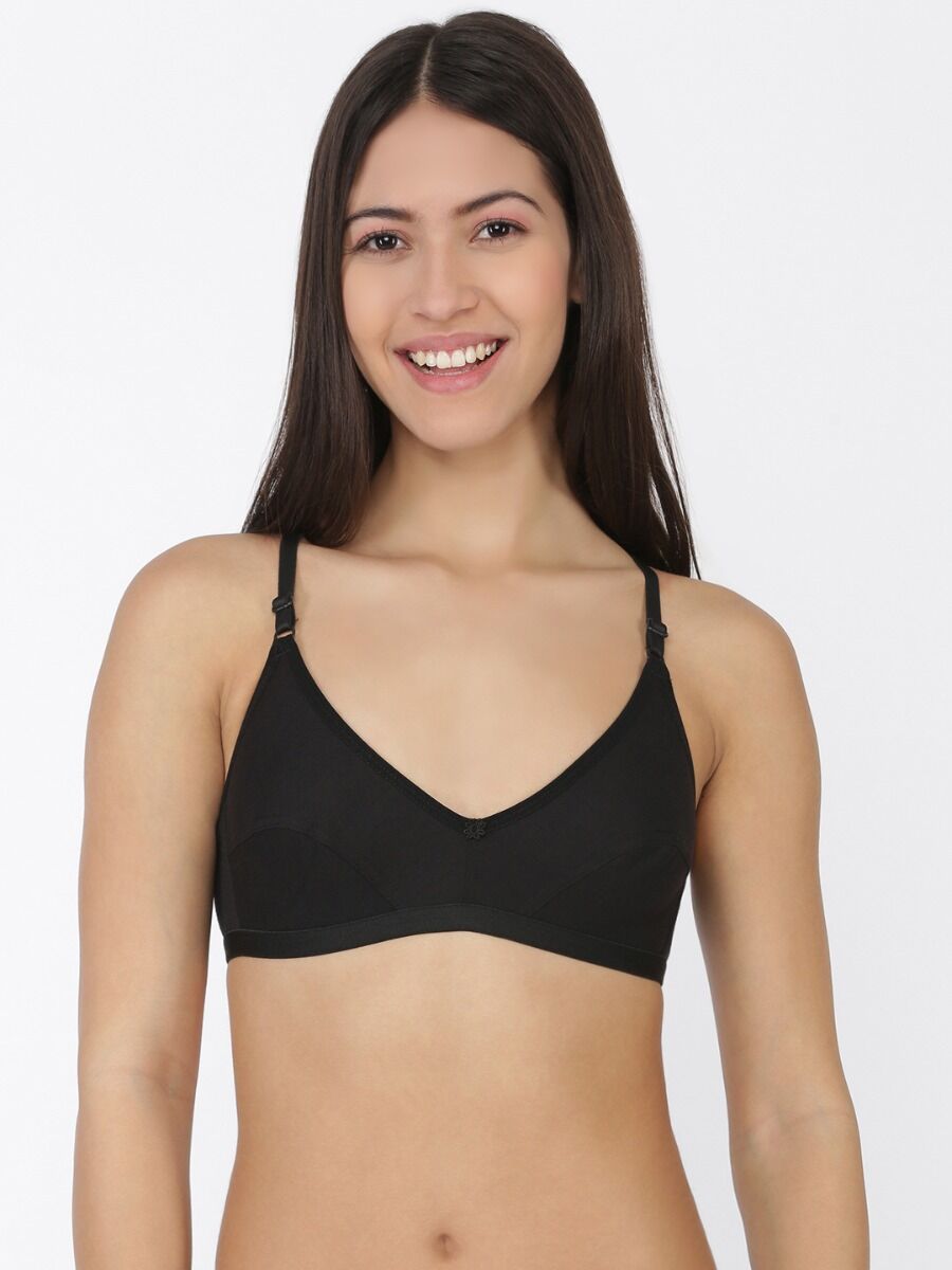 Softline Women's Non Padded Wire Free Bra in 100 % Polyester Fabric with Elastic Straps and Hook Closure