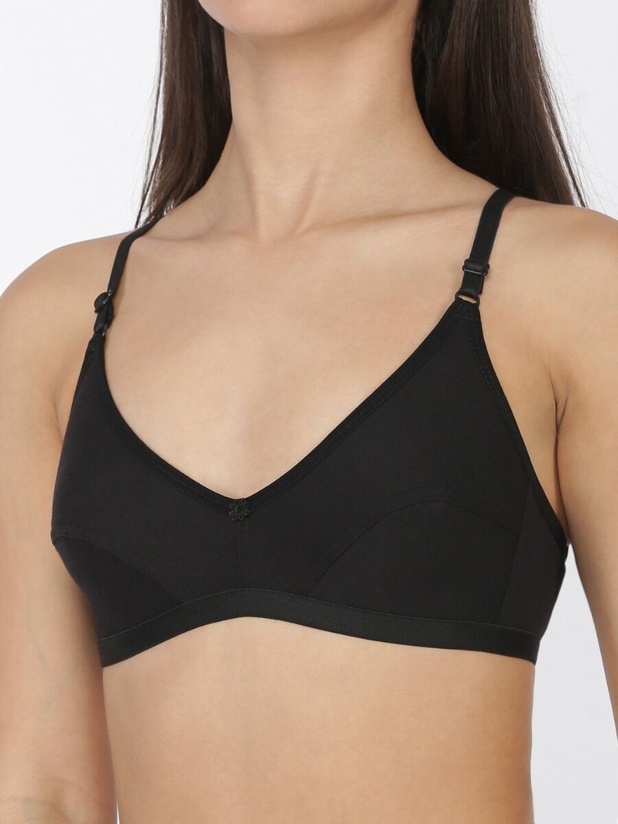 Softline Women's Non Padded Wire Free Bra in 100 % Polyester Fabric with Elastic Straps and Hook Closure