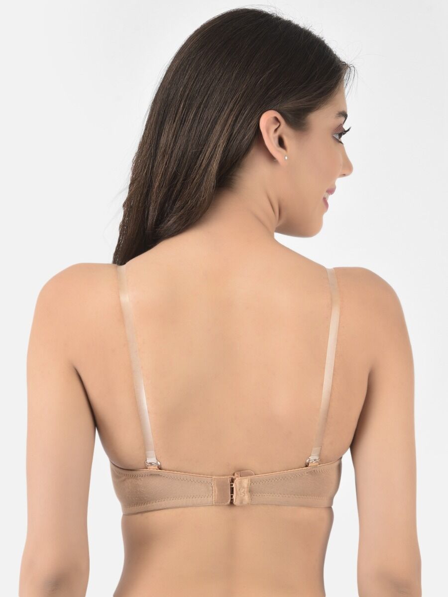 Softline Women's Padded Wired T-Shirt Bra in Cotton Stretch Fabric with Elastic Straps, Full Cup design, and Hook Closure