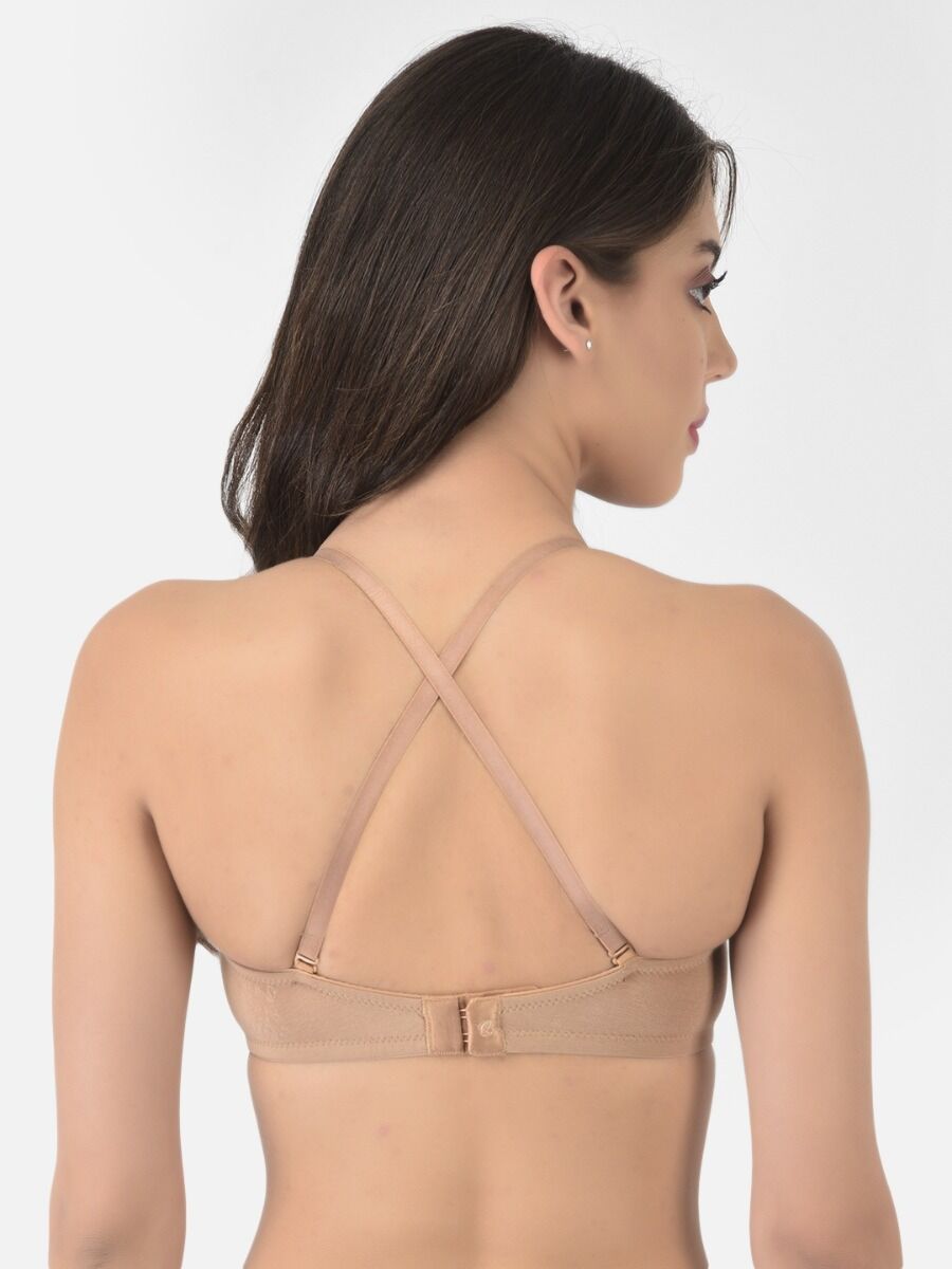 Softline Women's Padded Wired T-Shirt Bra in Cotton Stretch Fabric with Elastic Straps, Full Cup design, and Hook Closure