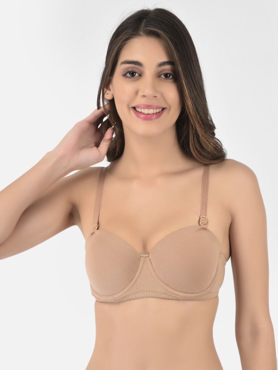 Softline Women's Padded Wired T-Shirt Bra in Cotton Stretch Fabric with Elastic Straps, Full Cup design, and Hook Closure