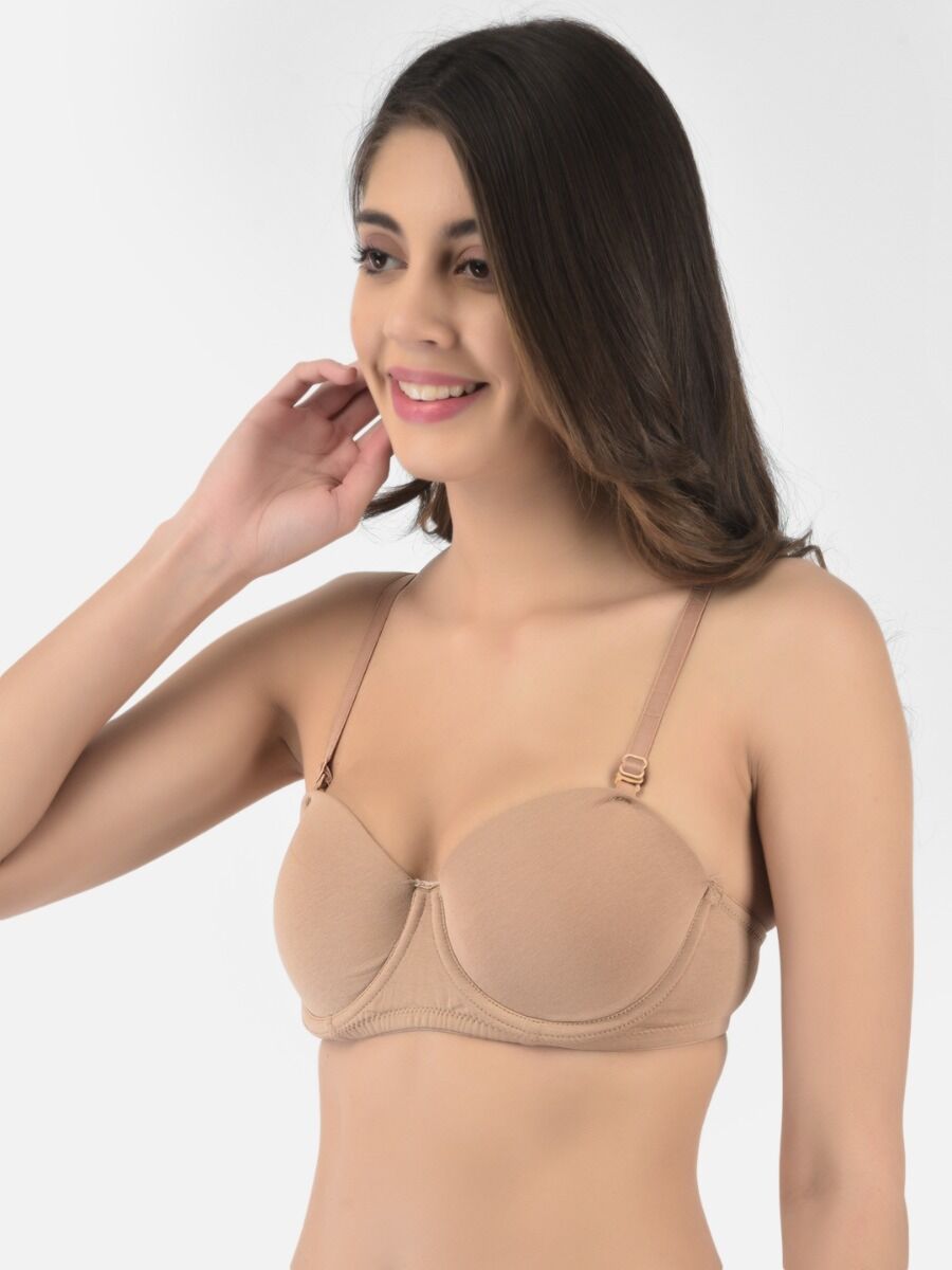 Softline Women's Padded Wired T-Shirt Bra in Cotton Stretch Fabric with Elastic Straps, Full Cup design, and Hook Closure