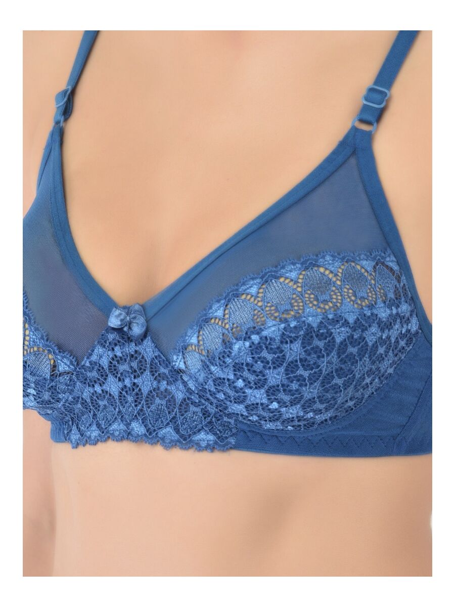 Softline Women's Non Padded Wire Free Bridal Bra & Panty Set in Nylon Spandex Fabric with Straight Back, Elastic Straps, and Hook Closure