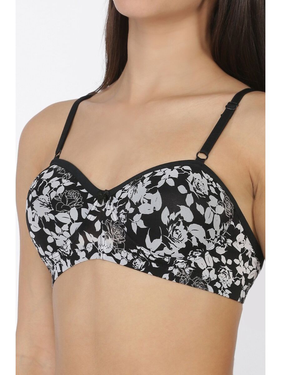 Softline Women's Padded Wire Free  Printed T-Shirt Bra in Nylon Spandex Fabric with Elastic Straps and Hook Closure