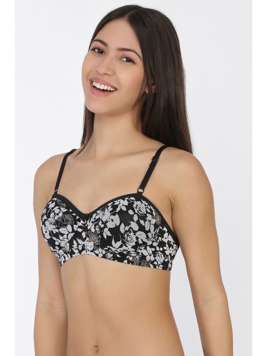 Softline Women's Padded Wire Free  Printed T-Shirt Bra in Nylon Spandex Fabric with Elastic Straps and Hook Closure