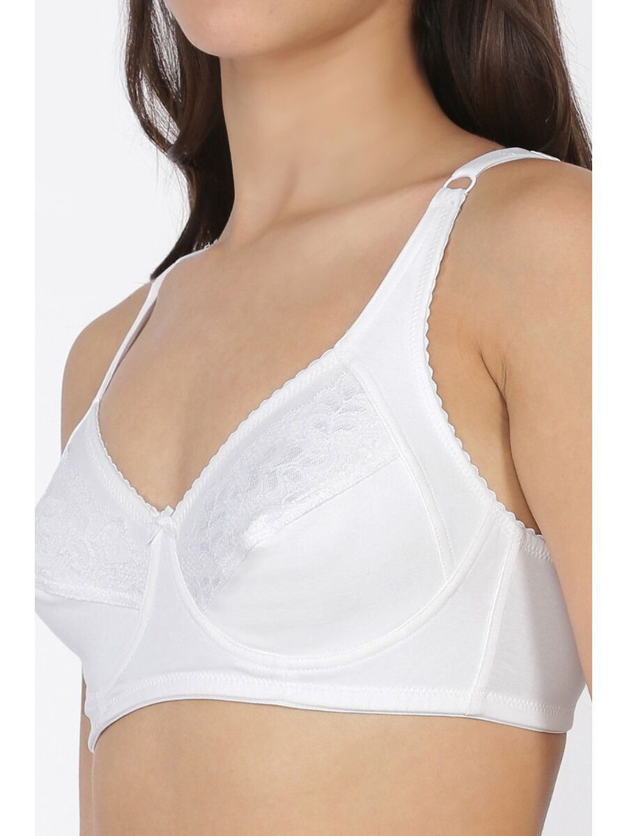 Softline Women's Non Padded Wire Free Bra in Cotton Poly Fabric with Elastic Straps and Hook Closure