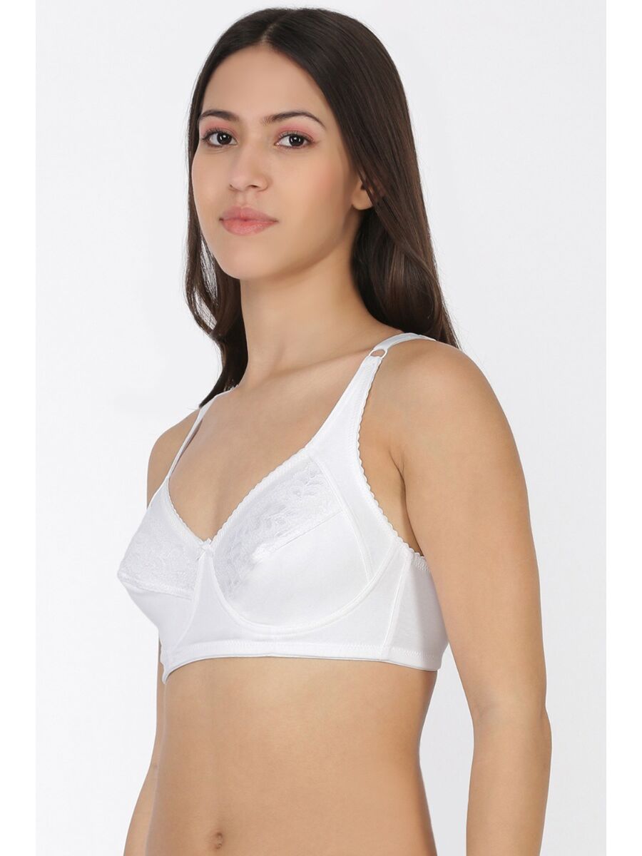 Softline Women's Non Padded Wire Free Bra in Cotton Poly Fabric with Elastic Straps and Hook Closure