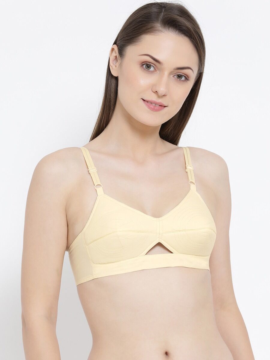Softline Women's Lightly Padded Wire Free Daily Wear Bra in 100% Cotton Fabric with Elastic Straps and Hook Closure