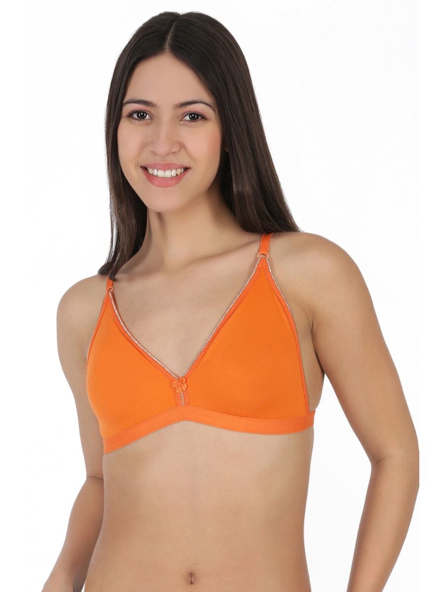 Softline Women's Non Padded Wire Free Bra in Cotton Poly Fabric with Elastic Straps and Hook Closure