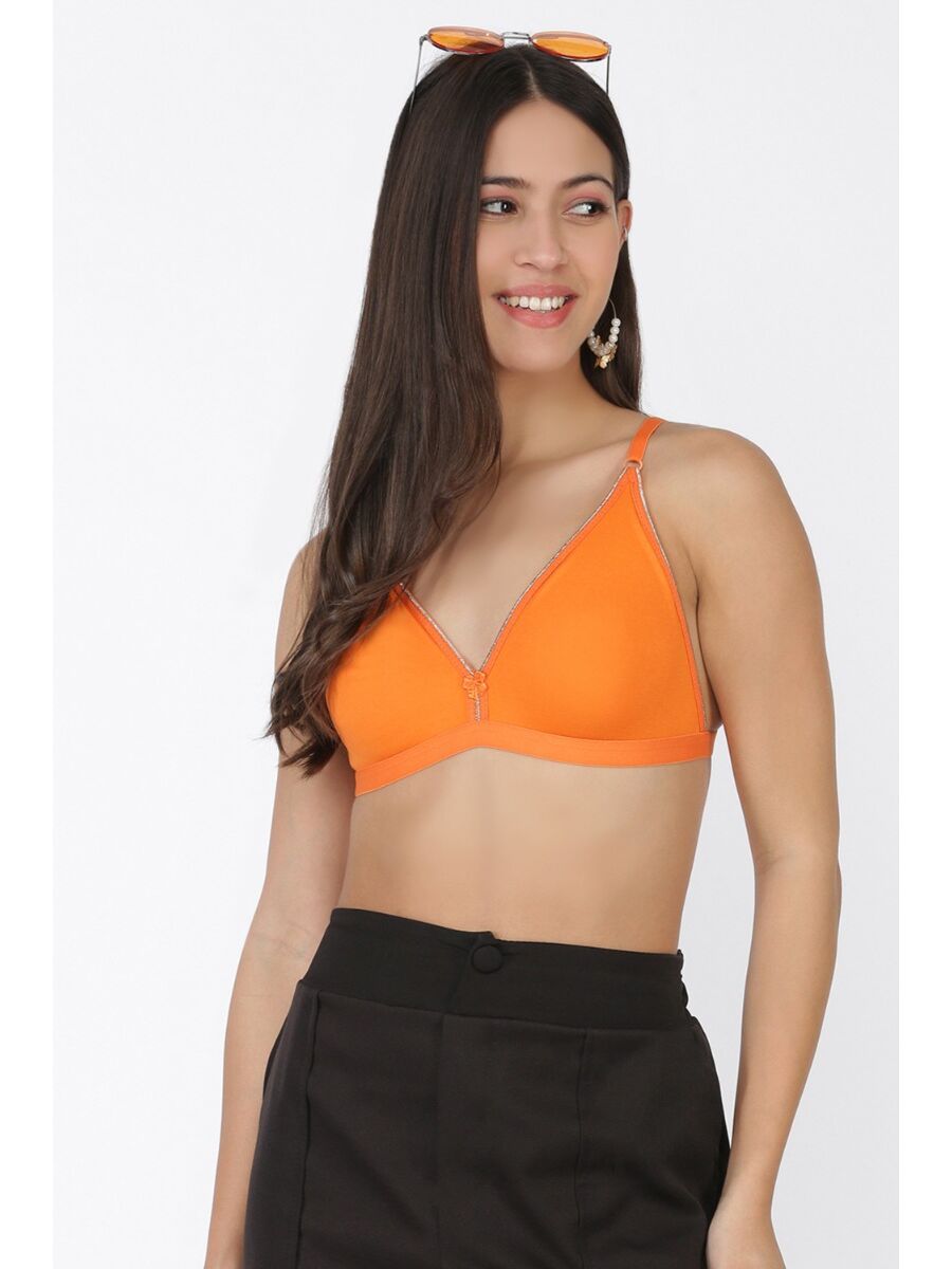 Softline Women's Non Padded Wire Free Bra in Cotton Poly Fabric with Elastic Straps and Hook Closure