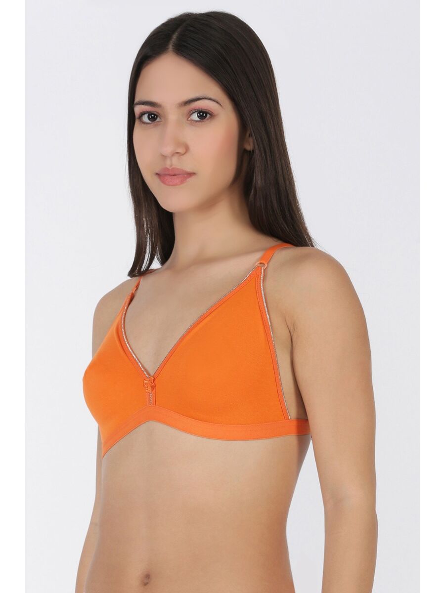 Softline Women's Non Padded Wire Free Bra in Cotton Poly Fabric with Elastic Straps and Hook Closure