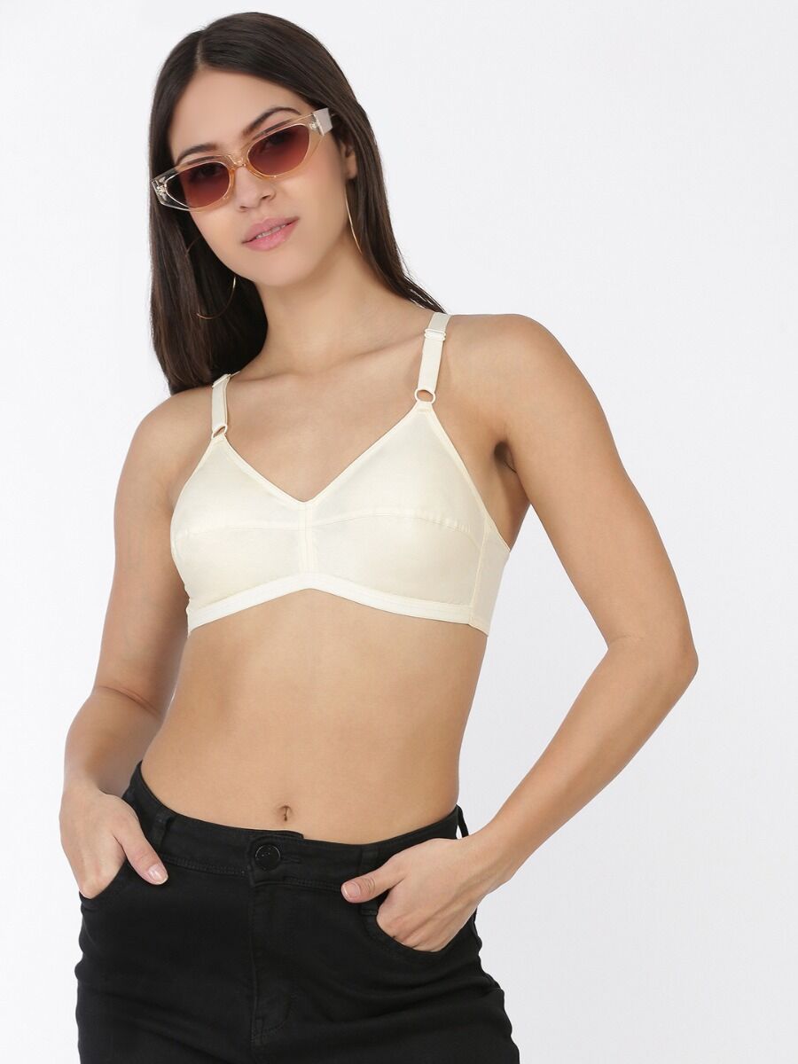 Softline Women's Non Padded Wire Free Regular Bra in 100% Cotton Fabric with Elastic Straps and Hook Closure (C Cup)
