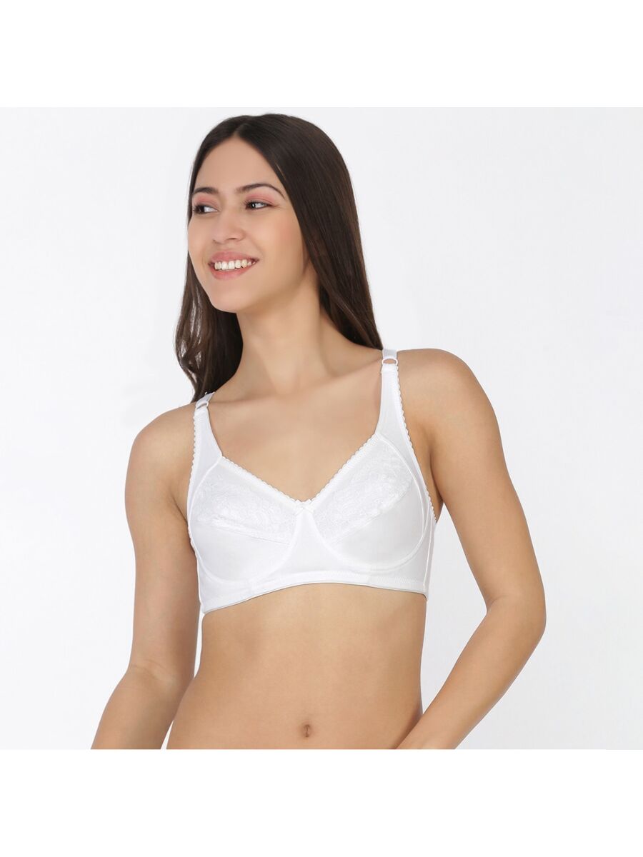 Softline Women's Non Padded Wire Free Bra in 100% Cotton Fabric with Elastic Straps and Hook Closure