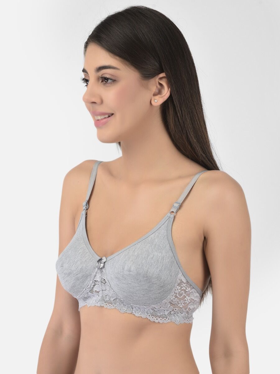 Softline Women's Non Padded Wire Free Bra in Poly Cotton Fabric with Elastic Straps and Hook Closure