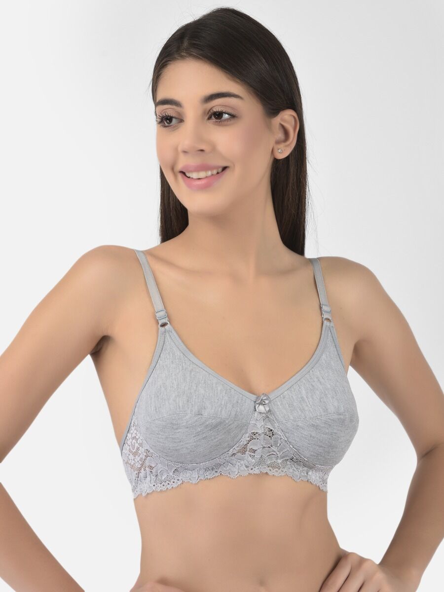 Softline Women's Non Padded Wire Free Bra in Poly Cotton Fabric with Elastic Straps and Hook Closure