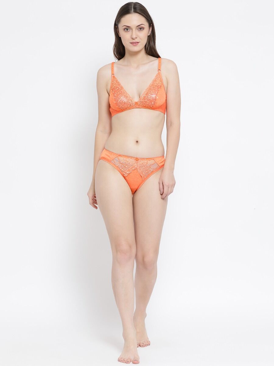 Softline Women's Non Padded Wire Free Bra & Panty Set in 100% Polyester Fabric with Elastic Straps and Hook Closure