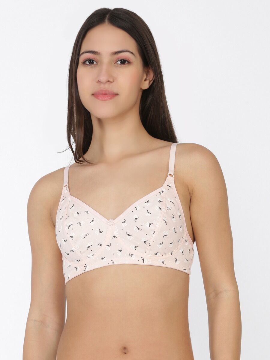 Softline Women's Non Padded Wire Free Bra in 100% Polyester Fabric with Elastic Straps and Hook Closure