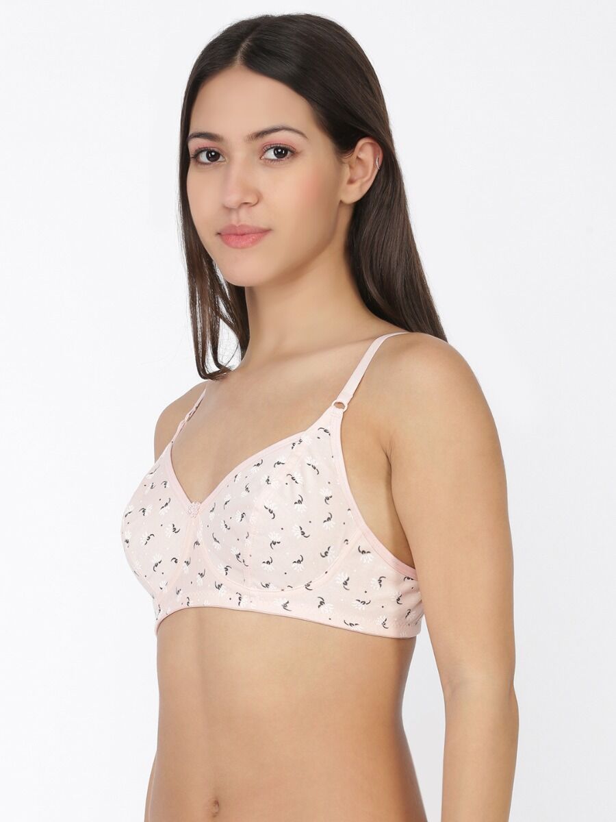 Softline Women's Non Padded Wire Free Bra in 100% Polyester Fabric with Elastic Straps and Hook Closure