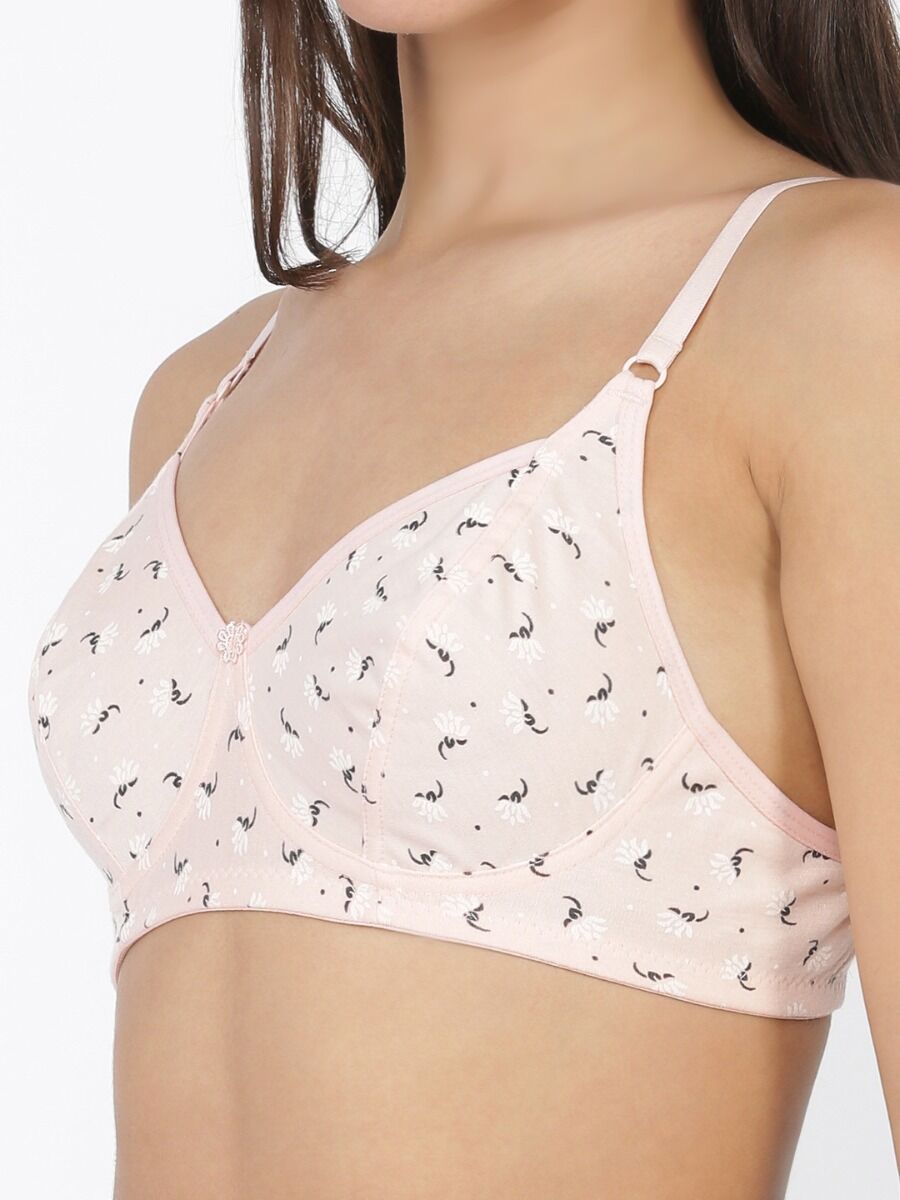 Softline Women's Non Padded Wire Free Bra in 100% Polyester Fabric with Elastic Straps and Hook Closure