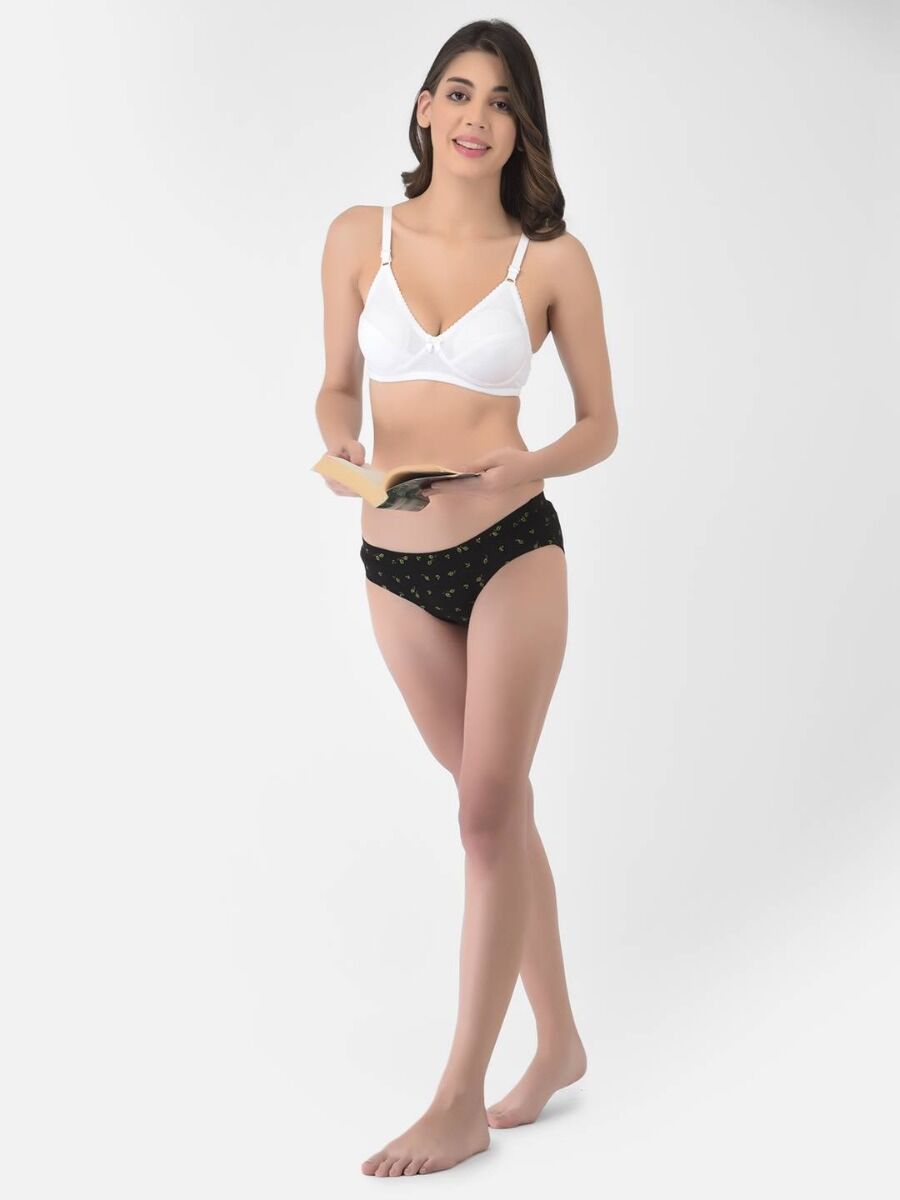 Softline Women's Non Padded Wire Free Bra in Cotton Poly Fabric with Double Layered Cups, Elastic Straps, and Hook Closure