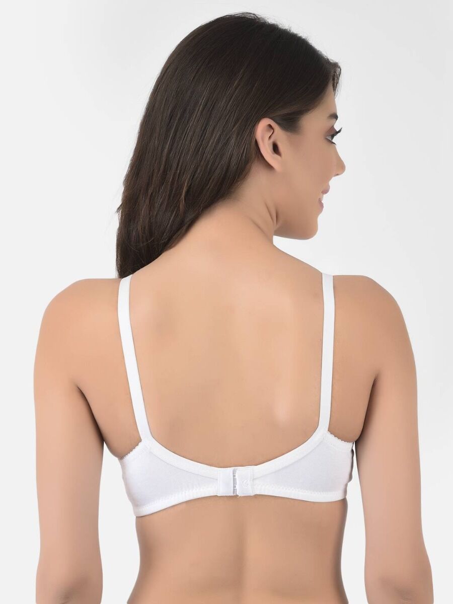 Softline Women's Non Padded Wire Free Bra in Cotton Poly Fabric with Double Layered Cups, Elastic Straps, and Hook Closure