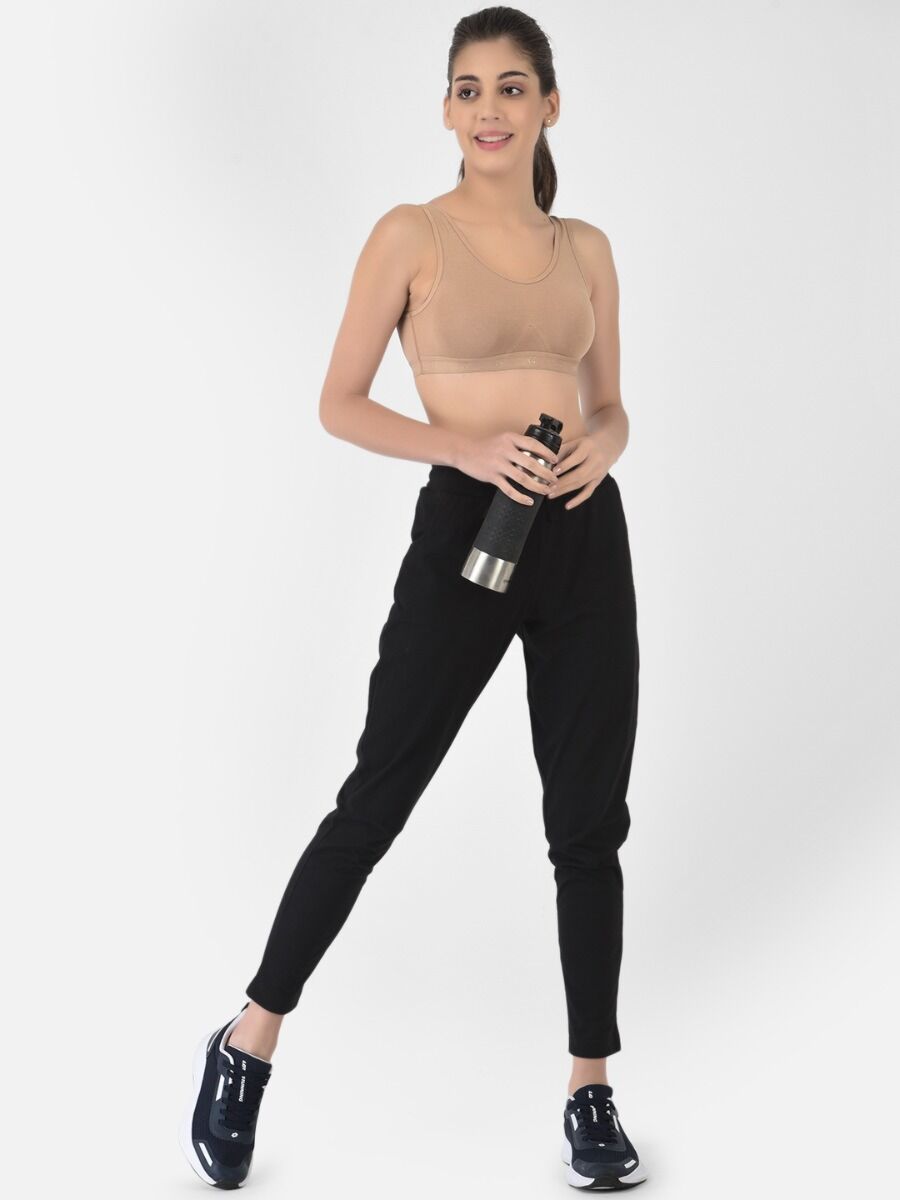 Softline Women's Non Padded Wire Free Sports T-Shirt Bra in Cotton Stretch Fabric with Full Cup Coverage, Broad Underband, Double Layered Cups, and Slip On Design