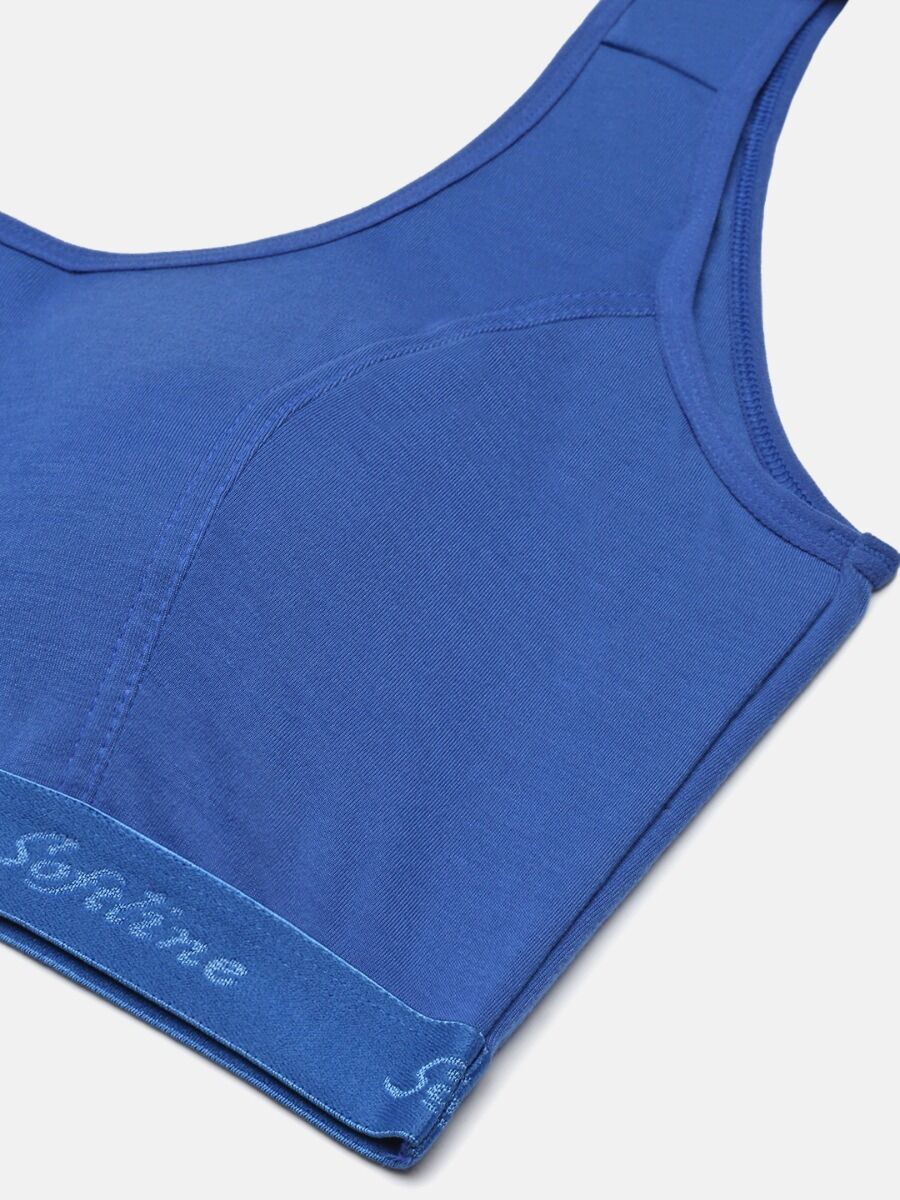 Softline Women's Non Padded Wire Free Sports Bra in 100% Polyester Fabric with High Elasticity, No Hook Design, and Slip on Style