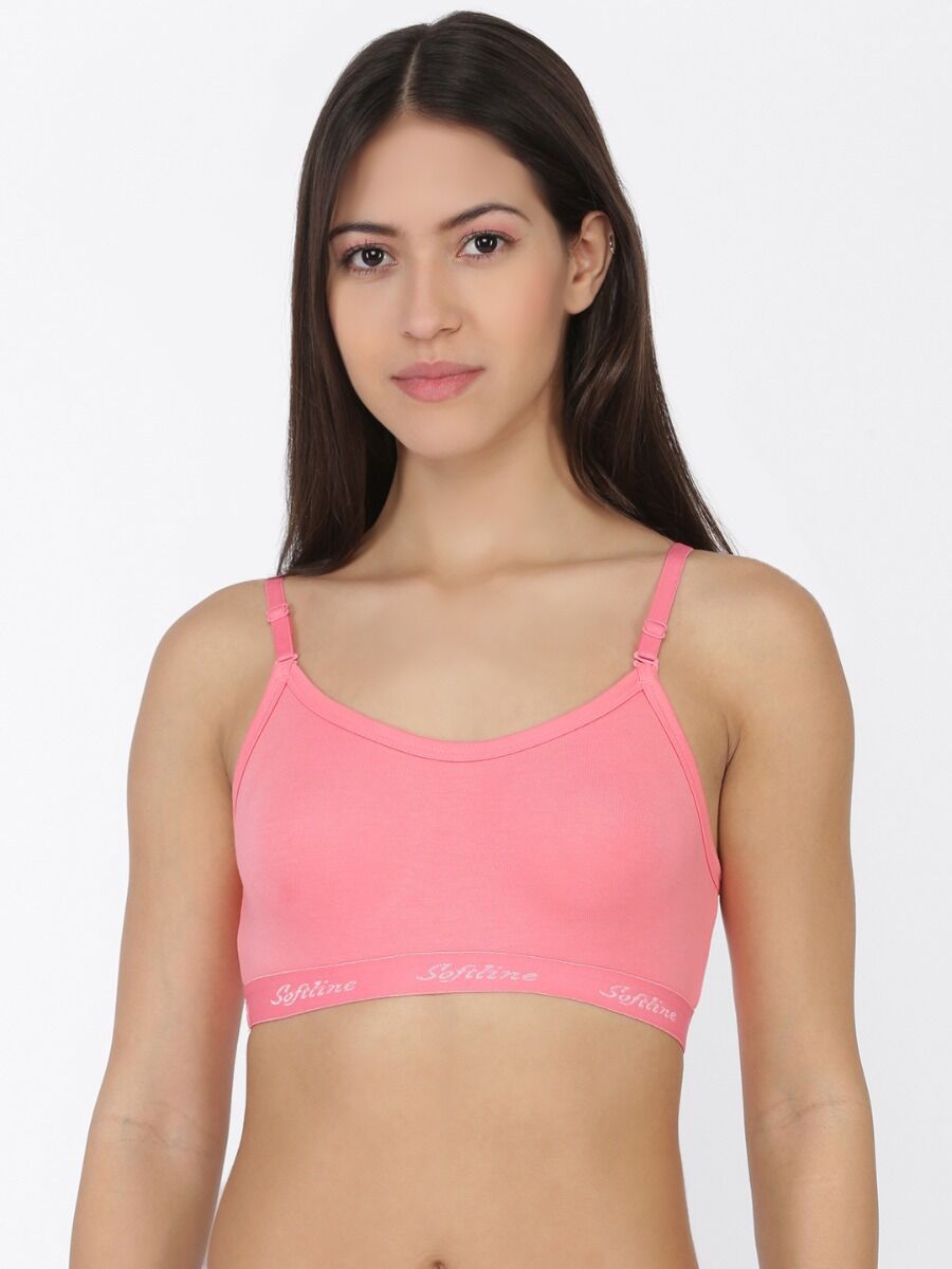 Softline Women's Non Padded Wire Free T-Shirt Bra in Poly Cotton Fabric with Elastic Straps and Slip On Style