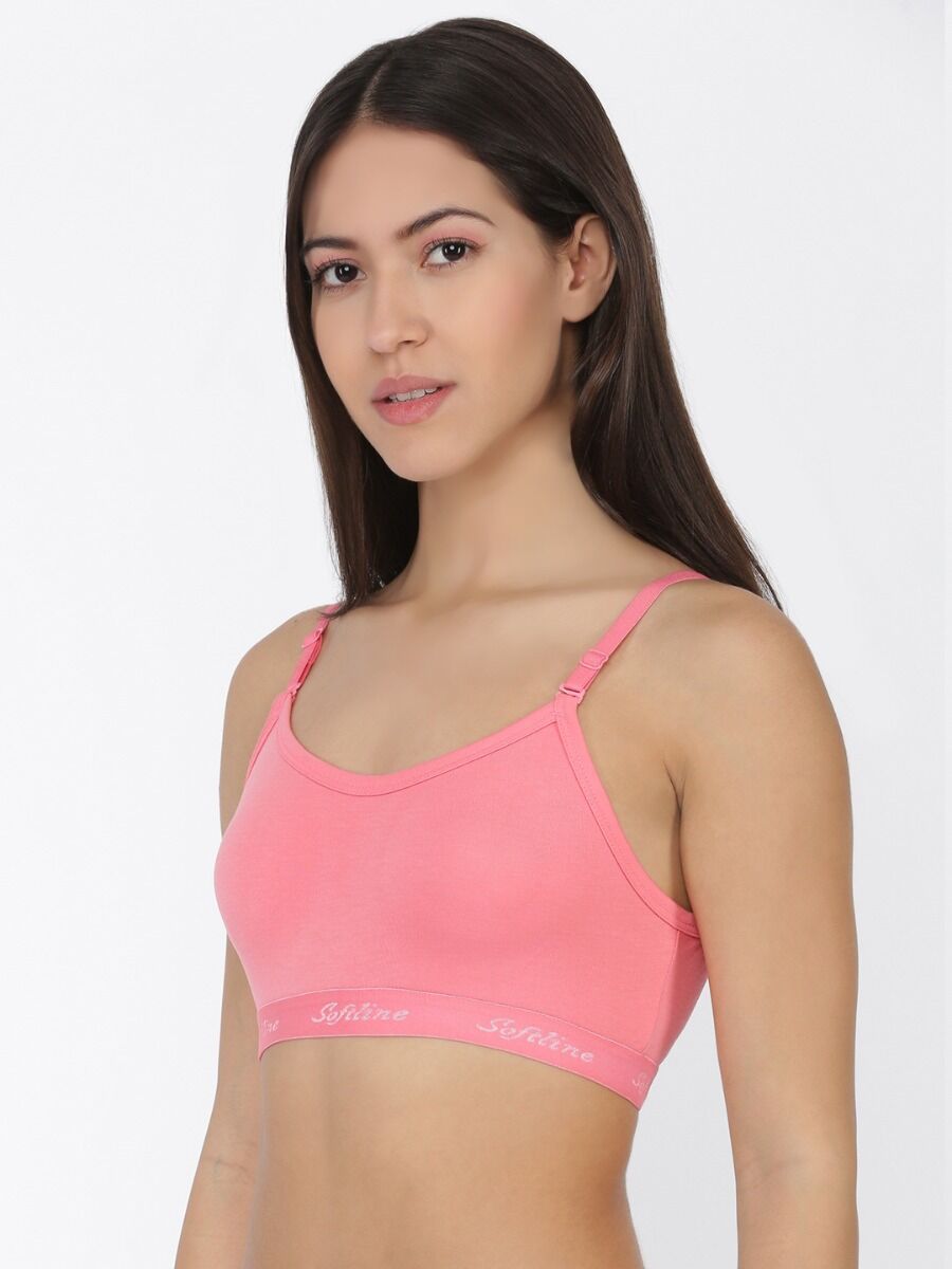 Softline Women's Non Padded Wire Free T-Shirt Bra in Poly Cotton Fabric with Elastic Straps and Slip On Style