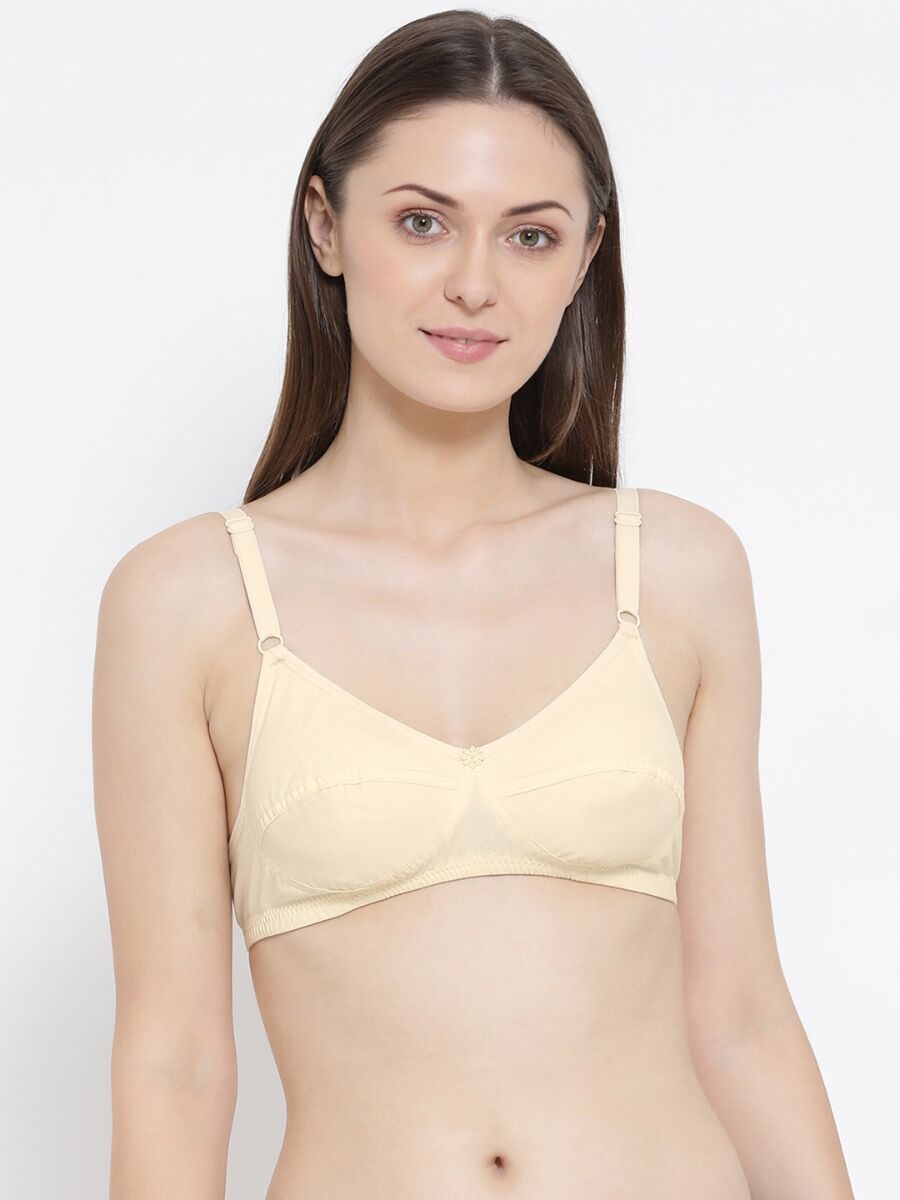 Softline Women's Non Padded Wire Free Bra in Poly Cotton Fabric with Elastic Straps and Hook Closure