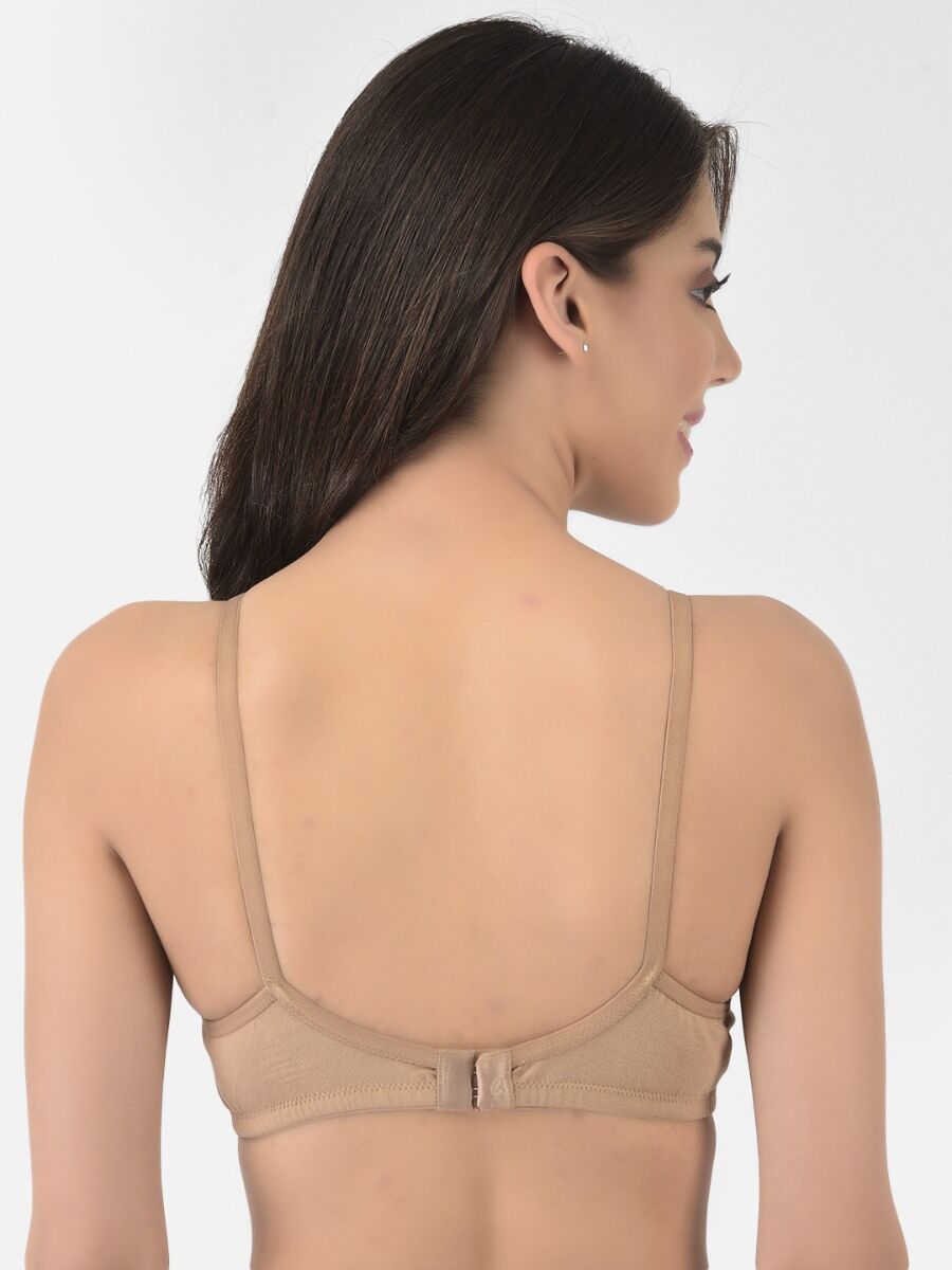 Softline Women's Non Padded Wire Free T-shirt Bra in Cotton Poly Fabric with Elastic Straps, Double Layered Moulded Cups, and Hook Closure