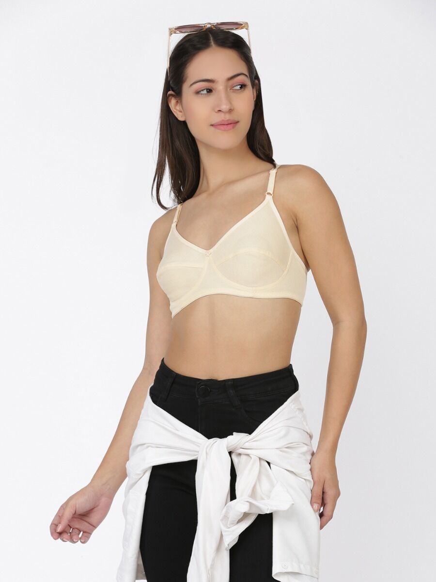 Softline Women's Non Padded Wire Free Bra in 100% Polyester Fabric with Elastic Straps and Hook Closure