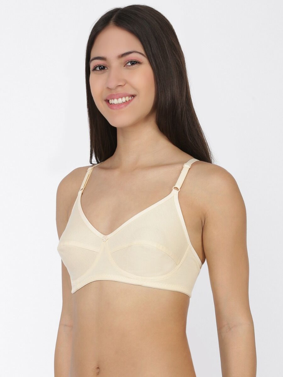 Softline Women's Non Padded Wire Free Bra in 100% Polyester Fabric with Elastic Straps and Hook Closure