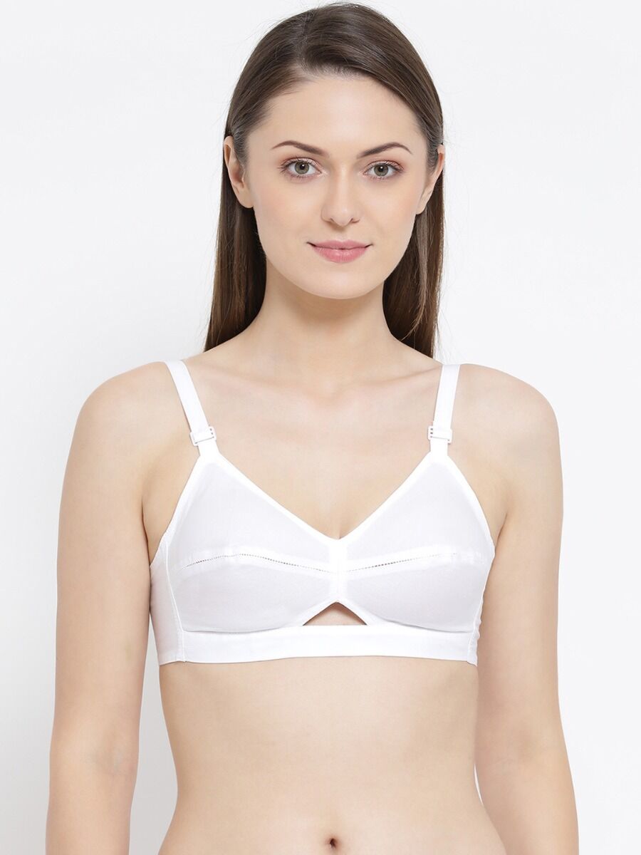 Softline Women's Non Padded Wire Free Bra in 100% Cotton Fabric with Elastic Straps and Hook Closure