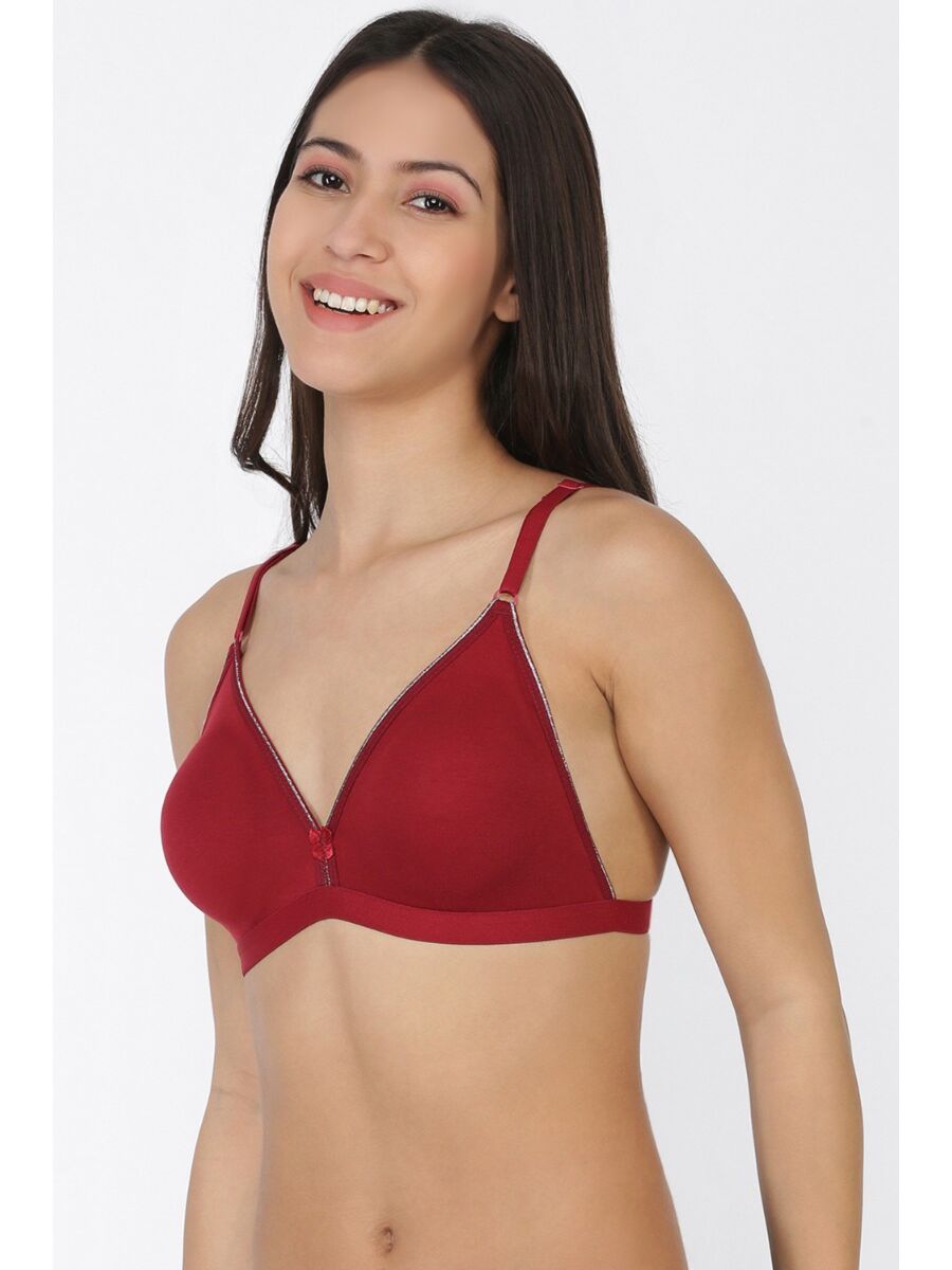 Softline Women's Non Padded Wire Free Fancy Bra in Poly Cotton Fabric with Elastic Straps and Hook Closure