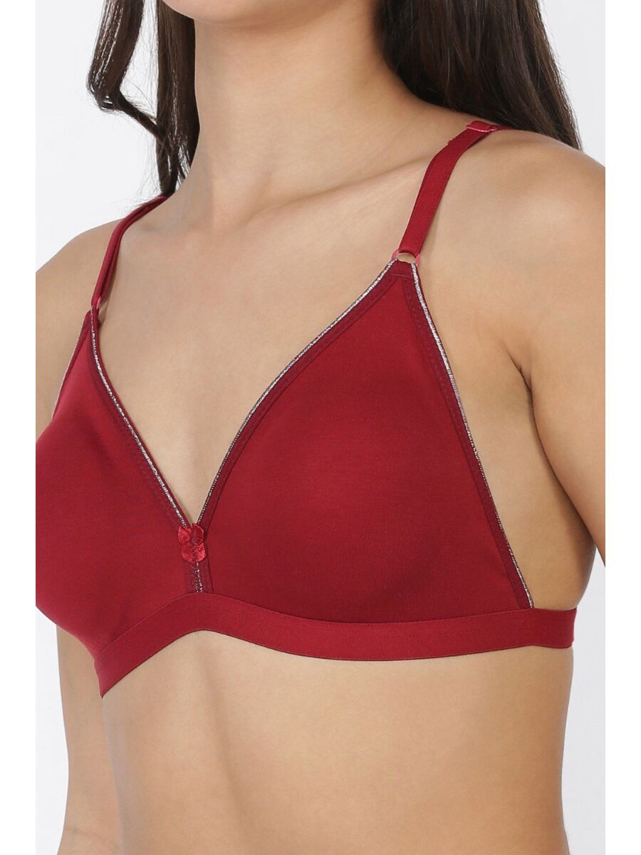 Softline Women's Non Padded Wire Free Fancy Bra in Poly Cotton Fabric with Elastic Straps and Hook Closure