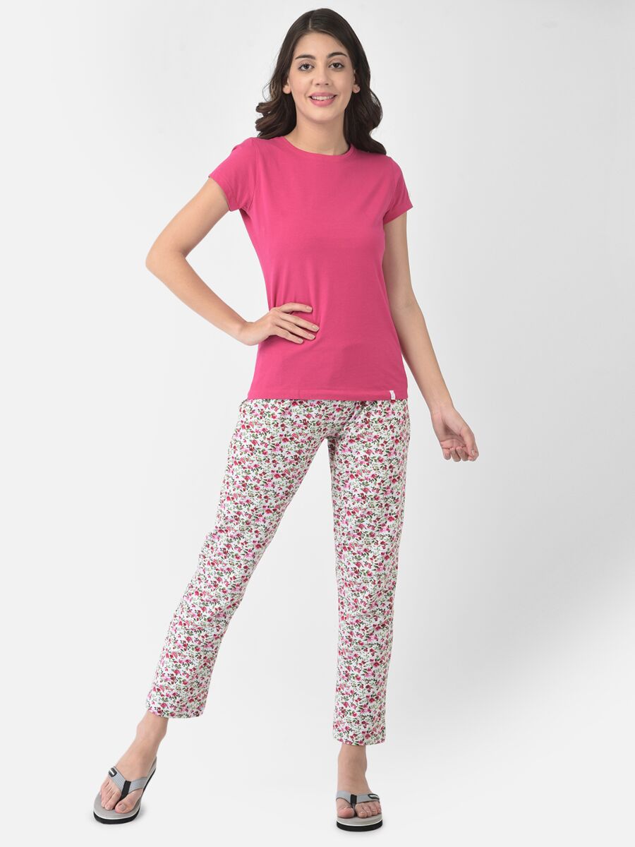 Softline Women's Regular Printed Pyjamas in 100% Cotton Faric with a Relaxed Fit, Full Length, and Elastic Waistband