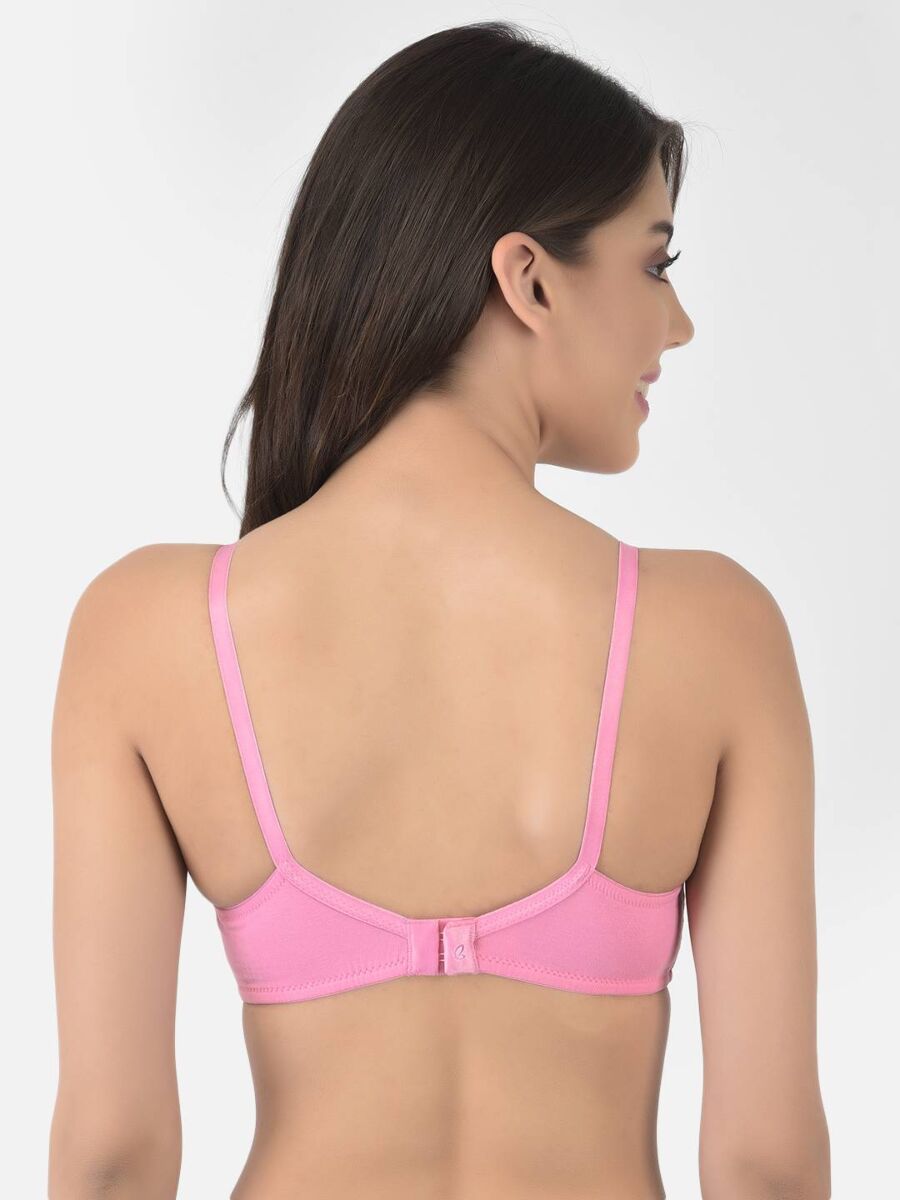 Softline Women's Non Padded Wire Free Bra in Cotton Stretch Fabric with Double Layered Cups Full Coverage, Elastic Straps, and Hook Closure 