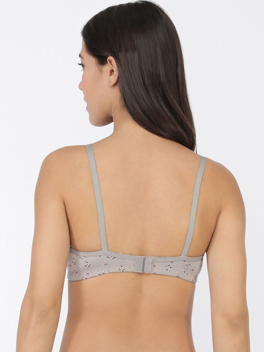 Softline Women's Printed Non Padded Wire Free  Bra in Poly Cotton Fabric with Elastic Straps and Hook Closure