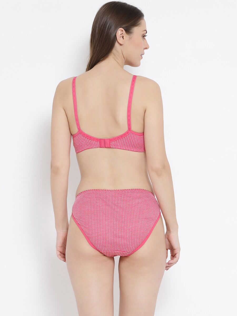 Softline Women's Non Padded Wire Free Bra & Panty Set in 100% Polyester Fabric with Elastic Straps and Hook Closure 